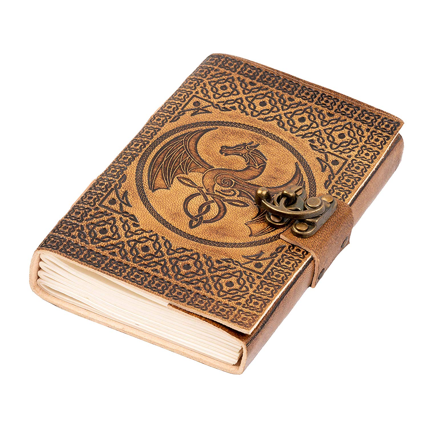 Sunset Dragon - A5 leather journal - aged or creme pages - Dragonarium