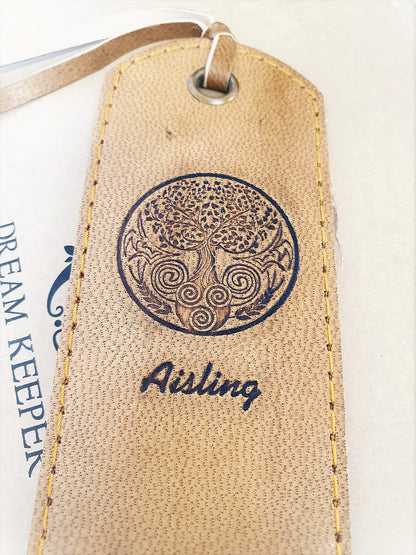 Pair of Handmade Leather Bookmark with DreamKeeper Tree of Life Design - Aisling