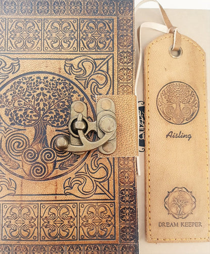 Pair of Handmade Leather Bookmark with DreamKeeper Tree of Life Design - Aisling